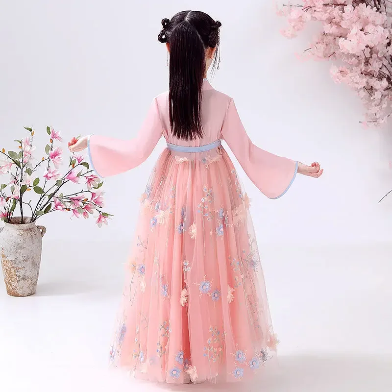 Summer Children Hanfu Dresses Princess Costume Kids Party Vestido Baby Girl Fairy Dress Long Girls Traditional Chinese Clothing