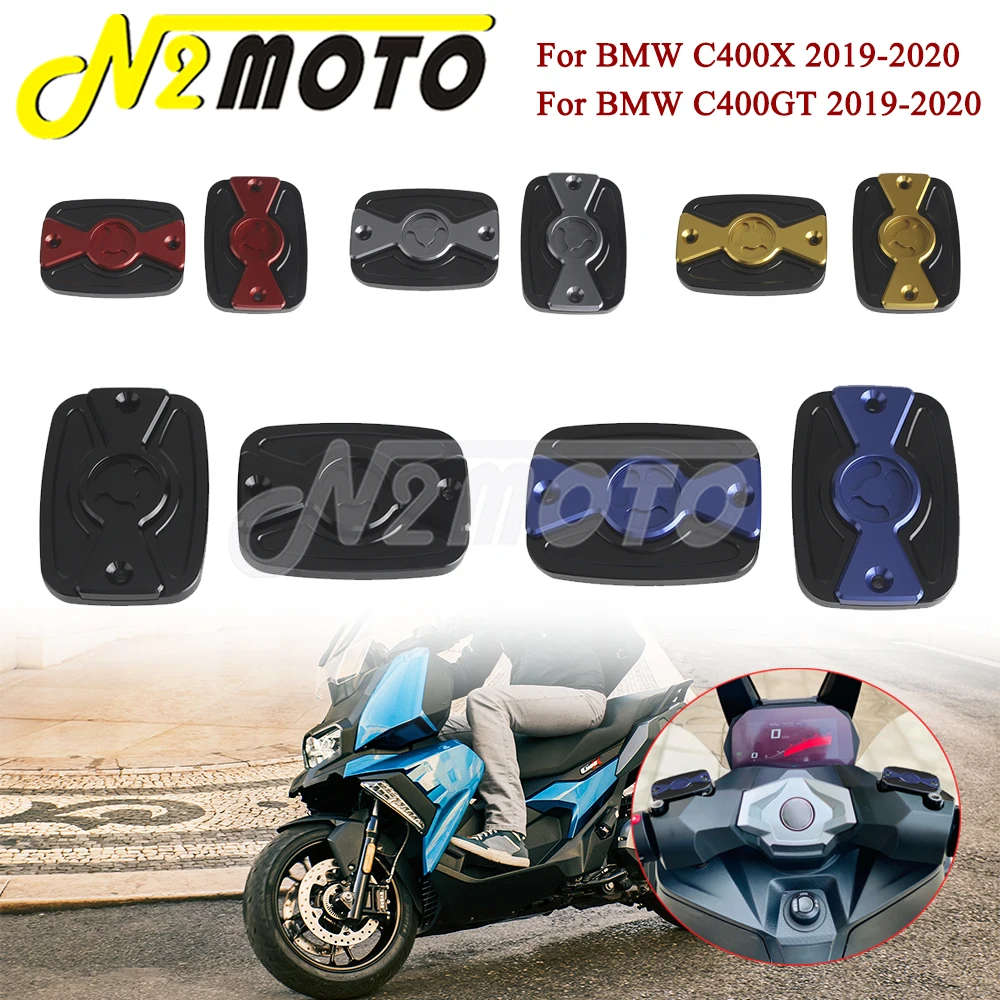 Motorcycle Front Brake Fluid Reservoir Pump Cap For BMW C400X C400GT 2019-2020 Aluminum + Iron Handle Master Cylinder Cover