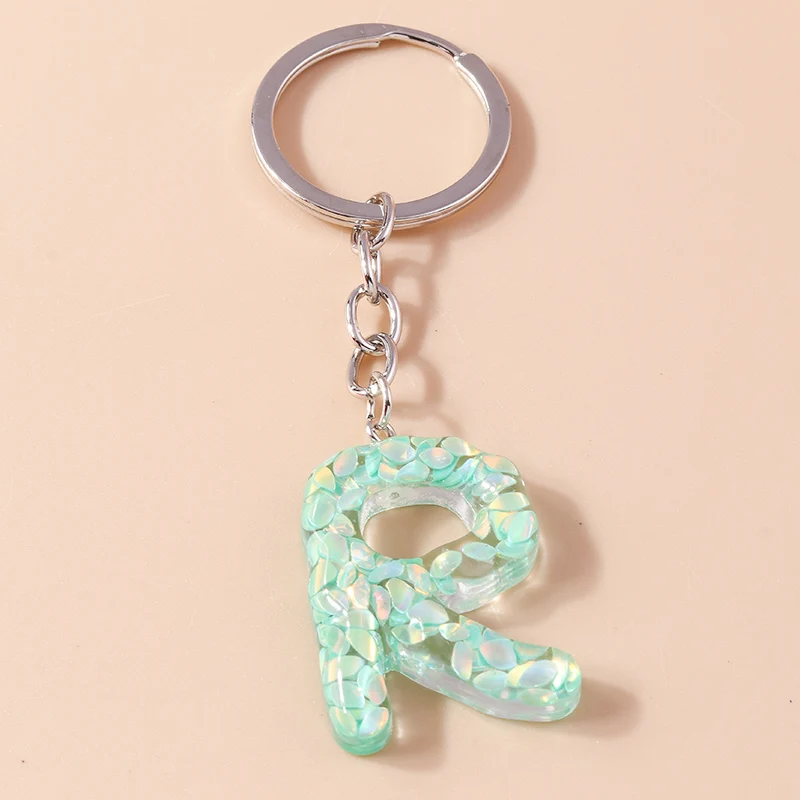Mode Harz 26 Buchstaben A-Z Alphabet Schlüssel anhänger für Auto Schlüssel Souvenir Geschenke für Frauen Männer Handtasche Anhänger Schlüssel ringe DIY Zubehör – Detail 21