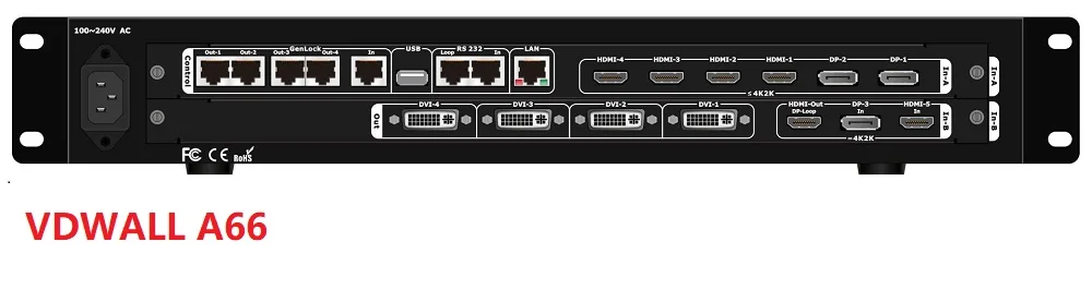 Vdwall-procesador de vídeo LED A66 4K, controlador Led máximo 4K, pantalla de windows prefijada, 6 imágenes duales