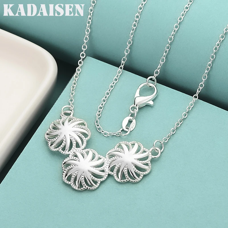 

Изящное ожерелье из стерлингового серебра 925 пробы для женщин, красивое украшение с подвеской в виде трех цветов, модный подарок на Рождество, свадьбу, вечеринку