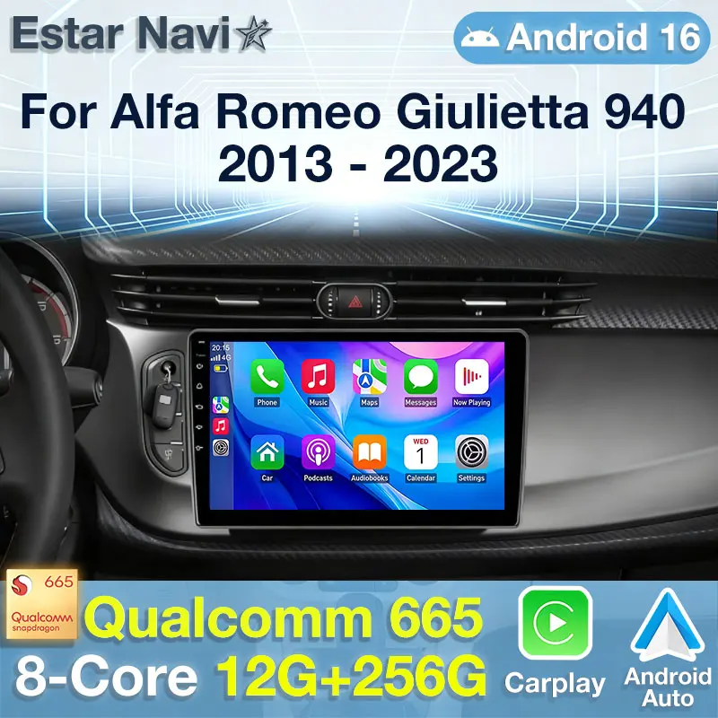 Android 16 Car Radio For Alfa Romeo Giulietta 940 2013 - 2023 GPS Multimedia Player Navi Head Unit Stereo 360 Camera DSP BT QLED