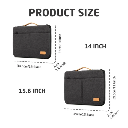 Imagen 2 del producto Bolsa para ordenador portátil de 13, 14, 15 y 16 pulgadas para MacBook Air/Pro, Dell HP, Xiaomi, bolsa de transporte delgada para ordenador portátil, bolsa para portátil a prueba de golpes para hombres y mujeres