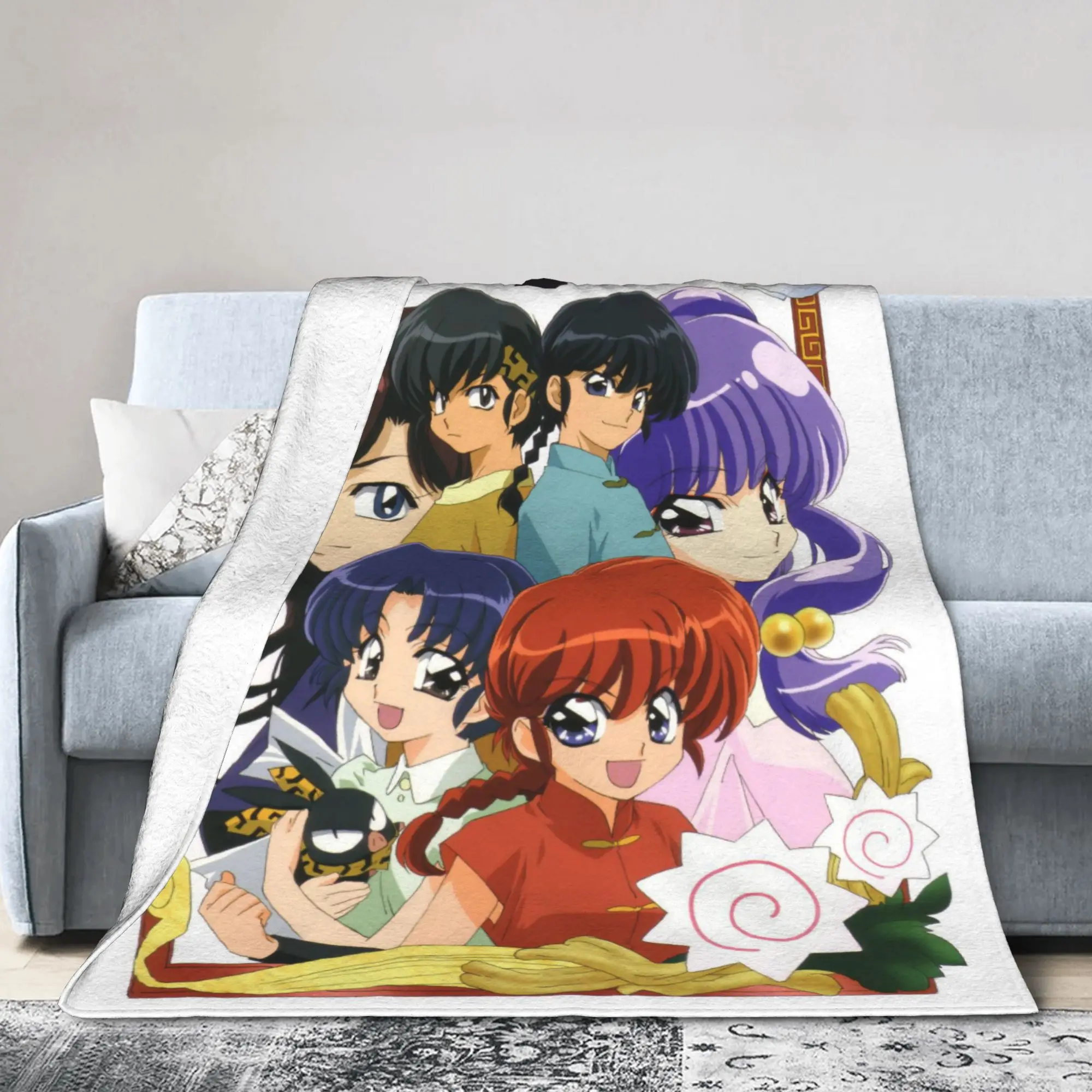 Ranma Japanese Anime Blanket Flannel Textile Decor  Multi-function Soft Throw Blankets for Sofa Car Plush Thin Quilt