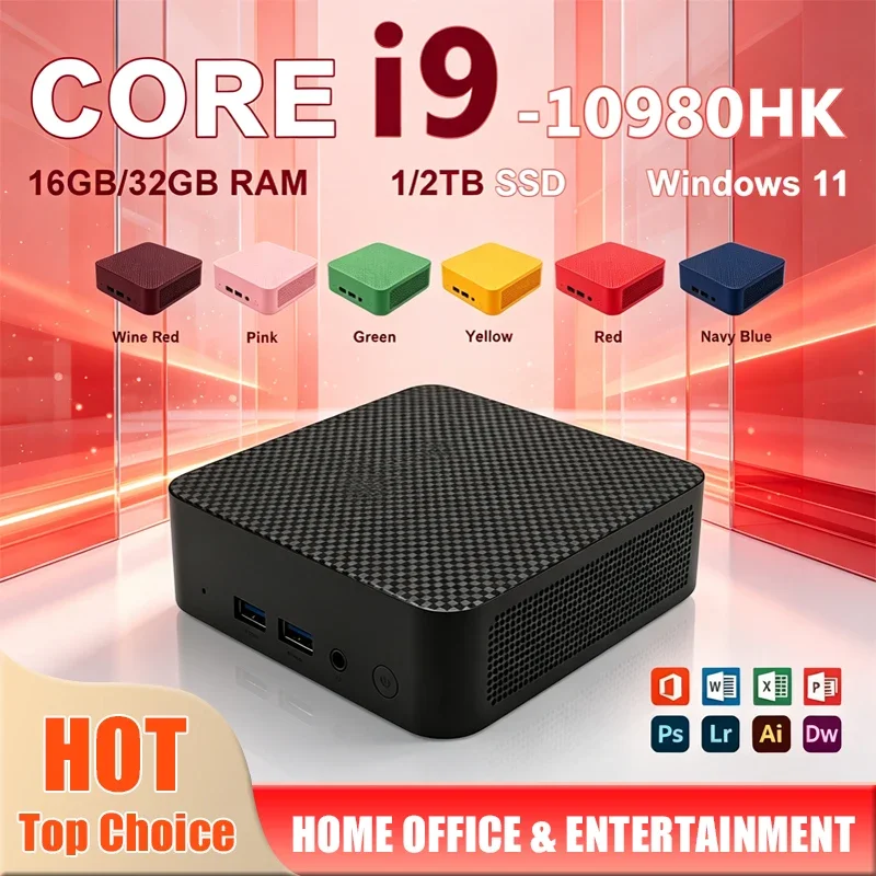 New Mini PC 2026 Intel Core I9 10980HK Small Pocket Computer 16GB RAM 1TB SSD WiFi 6 BT5.2 Gaming Desktop PC Portable Windows 11