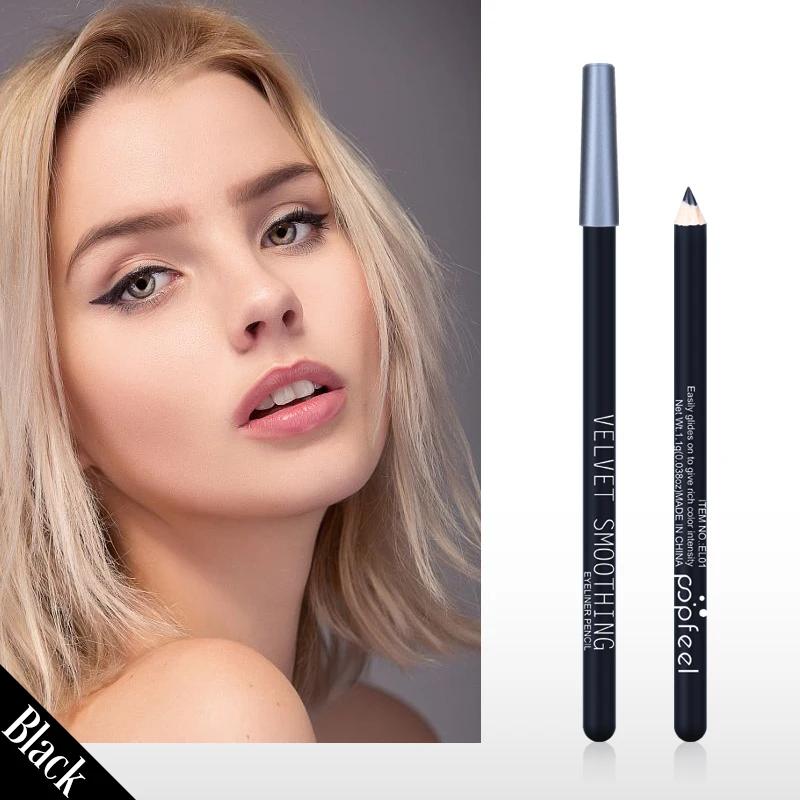 قلم تحديد عيون أسود من POPFEEL - كثافة ألوان عالية، مقاوم للماء، لمسة نهائية غير لامعة، مقاوم للتلطخ للمبتدئين والمحترفين.