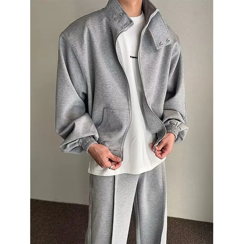 Autumn Sports Set Men Sports Cardigan Jacket and Jogging Wide Leg Pants Fashion Loose Fishing 2-piece Sets Unisex Tracksuits