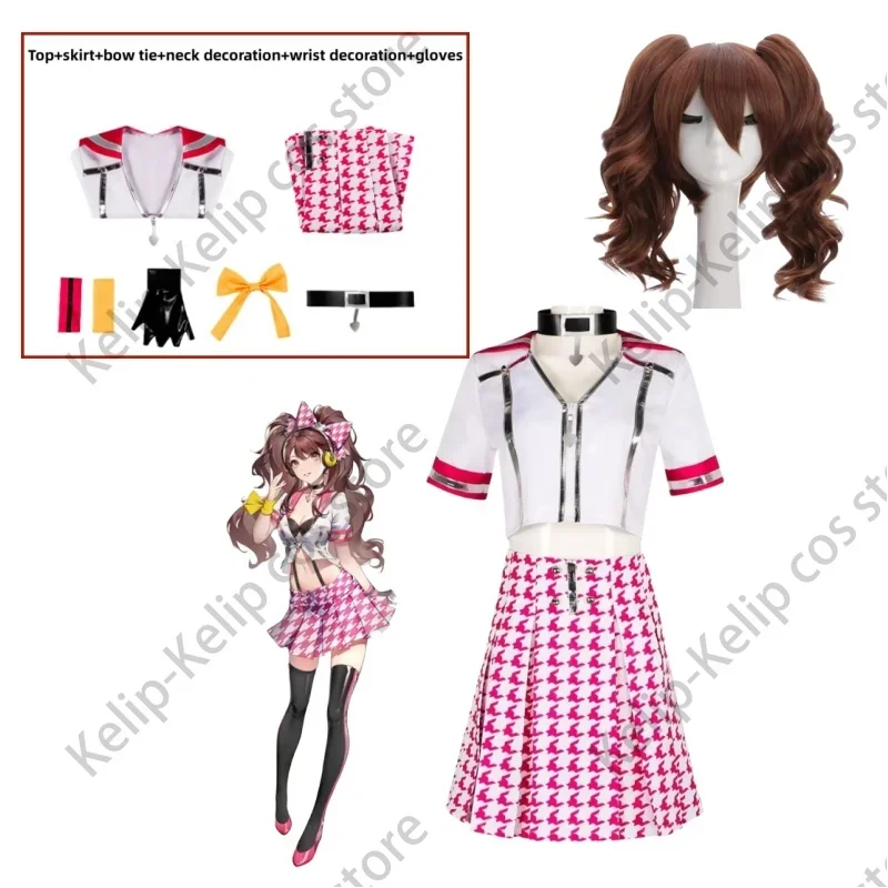 لعبة أنيمي شخصية 4 تأثيري زي للنساء ، ارتفاع Kujikawa ، زي موحد وردي ، تنورة ، جميل ، مثير ، جميل ، بدلة عيد الميلاد ، شعر مستعار P4