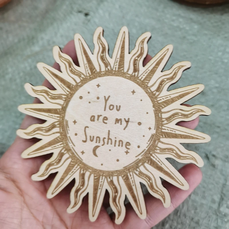 Sunshine Sun wood Birth Announcement Disc Sun Milestones