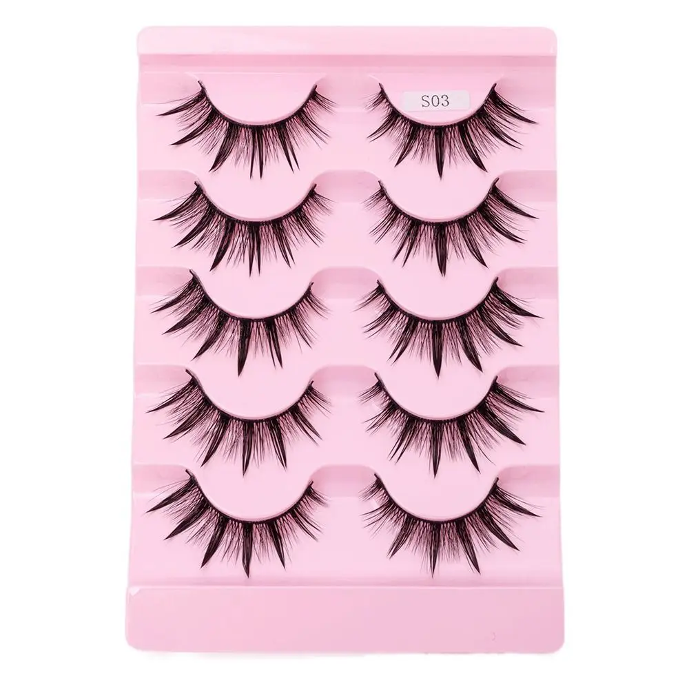 Reusable Thick Long Extension Handmade Craft Wispy Fluffy False Eyelashes 3D Faux Mink Eyelashes Thai Wet Eyelashes