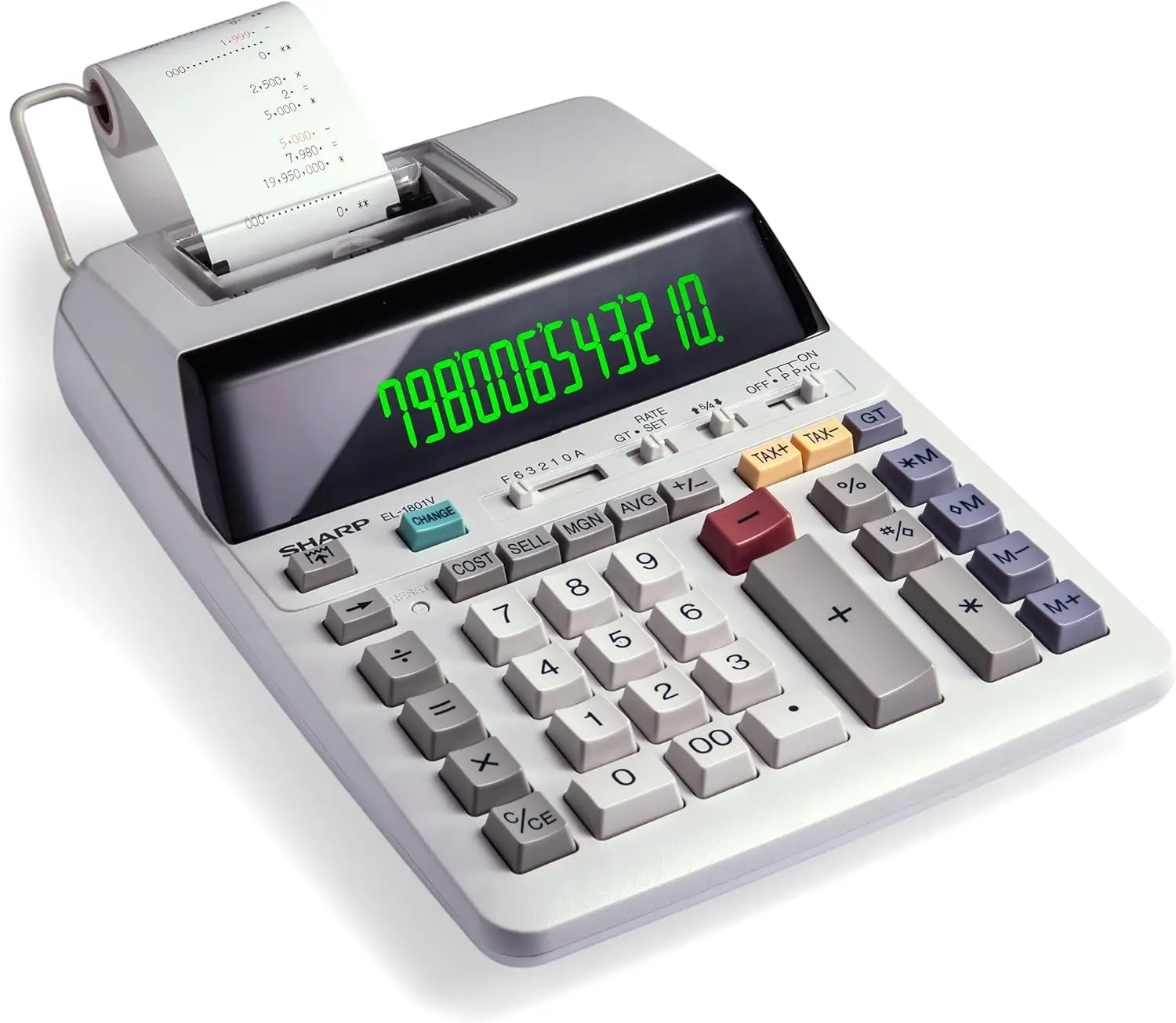 

12-Digit LCD Ink Printing Calculator, AC Powered in Off-White for Business & Office Use with Easy-to-Read Display