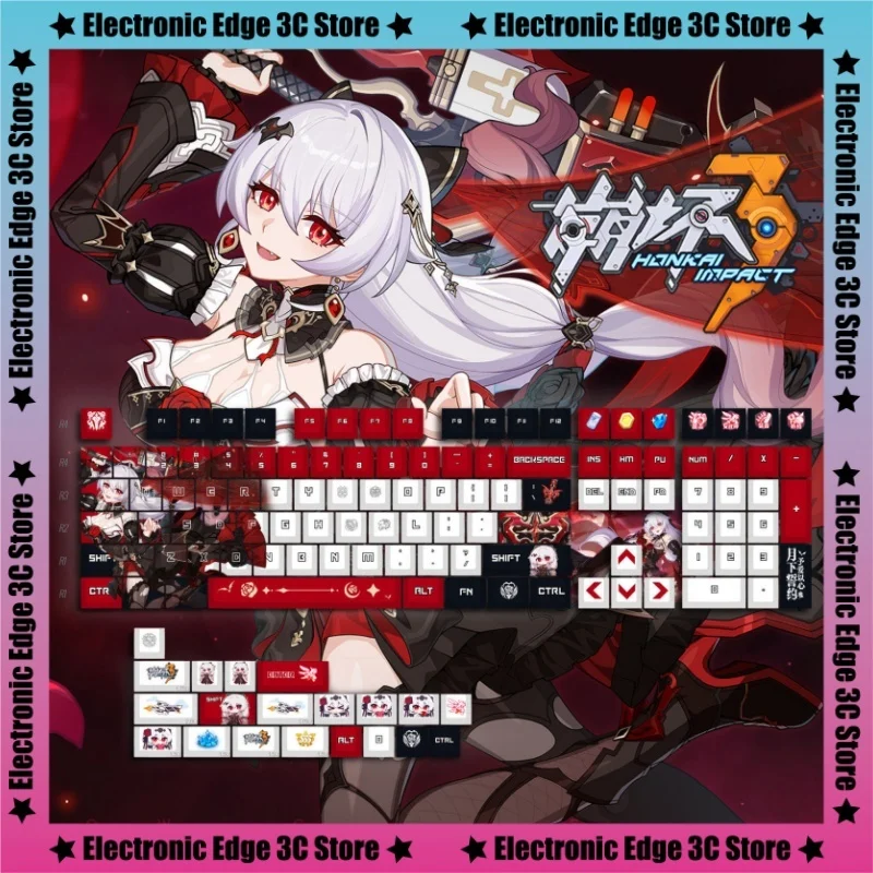 Genshin Impact Honkai Impact 3 Keycaps Mechanical Keyboard Key Cap For Mx Switch Keyboard Game Peripheral Collection Gifts