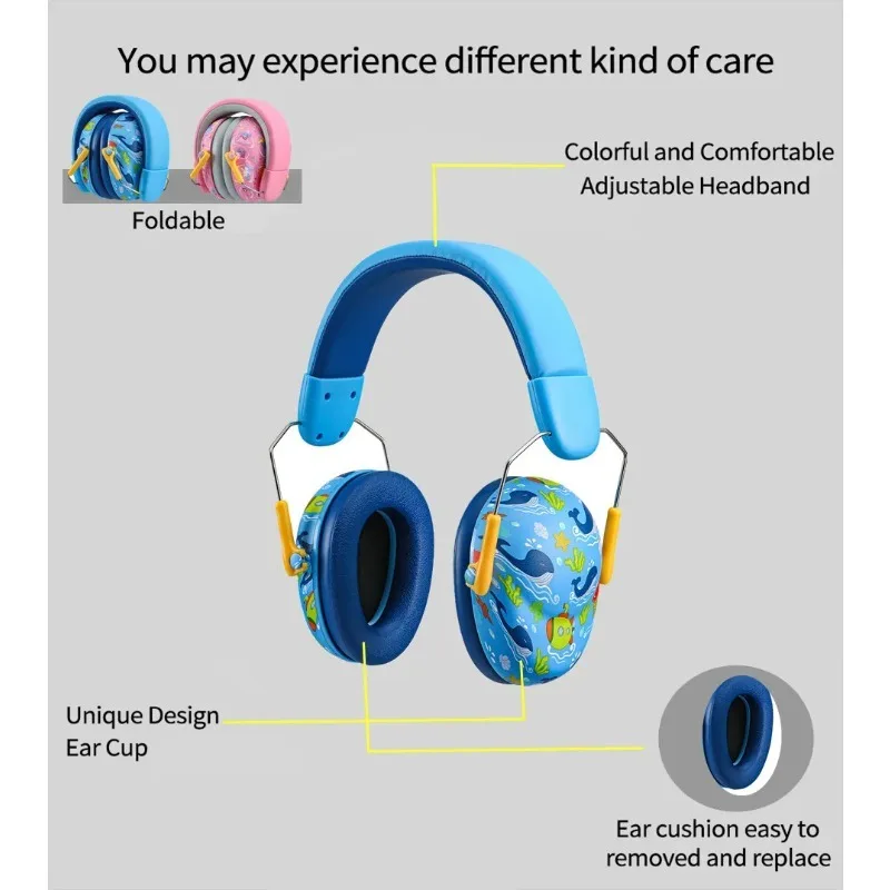 Kids Ear Protection Baby Noise Earmuffs Noise Reduction Ear Defenders Cute Cartoon Print Children Sound Sensitivity Noise Damper