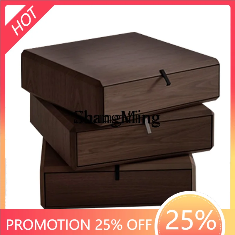 

ZYY minimalist solid wood smoke rotating bedside table, high-end modern simple rotating cabinet, storage side cabinet
