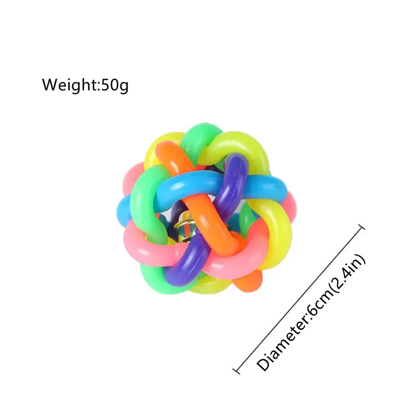 لعبة الكلب أجراس ملونة كرات مطاطية الحيوانات الأليفة القط الكلب لعب لعبة مضغة لدغة مقاومة الصوت التدريب الإنسان الحيوانات الأليفة التفاعل الملحقات #6