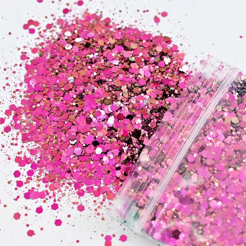 50 g/zak Chameleon Chunky Glitter Nail Sequin Holografische Mix Hexagon Flake Pailletten Kleurverschuiving Chunky Sequin Nail Art Glitter