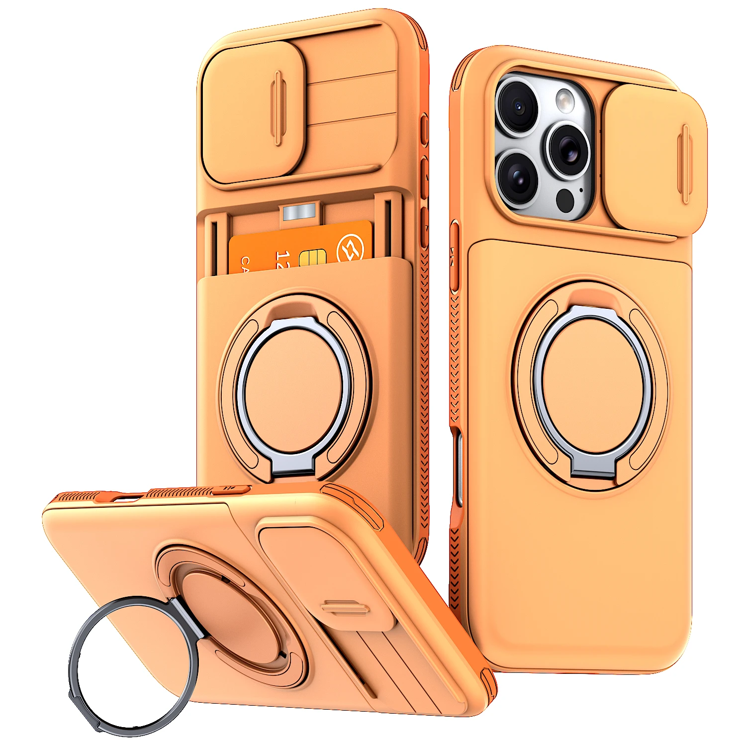 Hülle für iPhone 18 Pro Max 17 16 15 14 13 12 15 Plus mit magnetischem Halter, Metallring, verstecktem Kartenfach und Kameraschutz