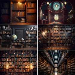 Bookshelf photography background children's wood board library study bookcase birthday decoration studio photo background