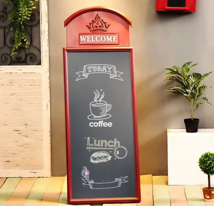 Retro message board wrought iron blackboard creative cafe decoration wall hanging window floor