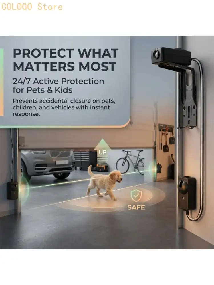 Garage Doorway Safety Photo Eye Set for 41A5034 Home Replacement with Two Units, Black Housing and Metal Mount Hardware Near the