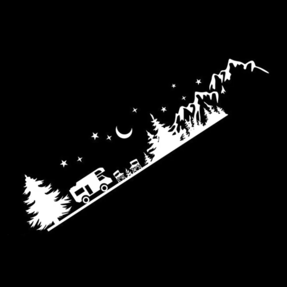 

Camping Forest Mountain Design Vinyl Car Sticker Waterproof UV Resistant for RV SUV Window Bumper Universal Fit Outdoor Theme