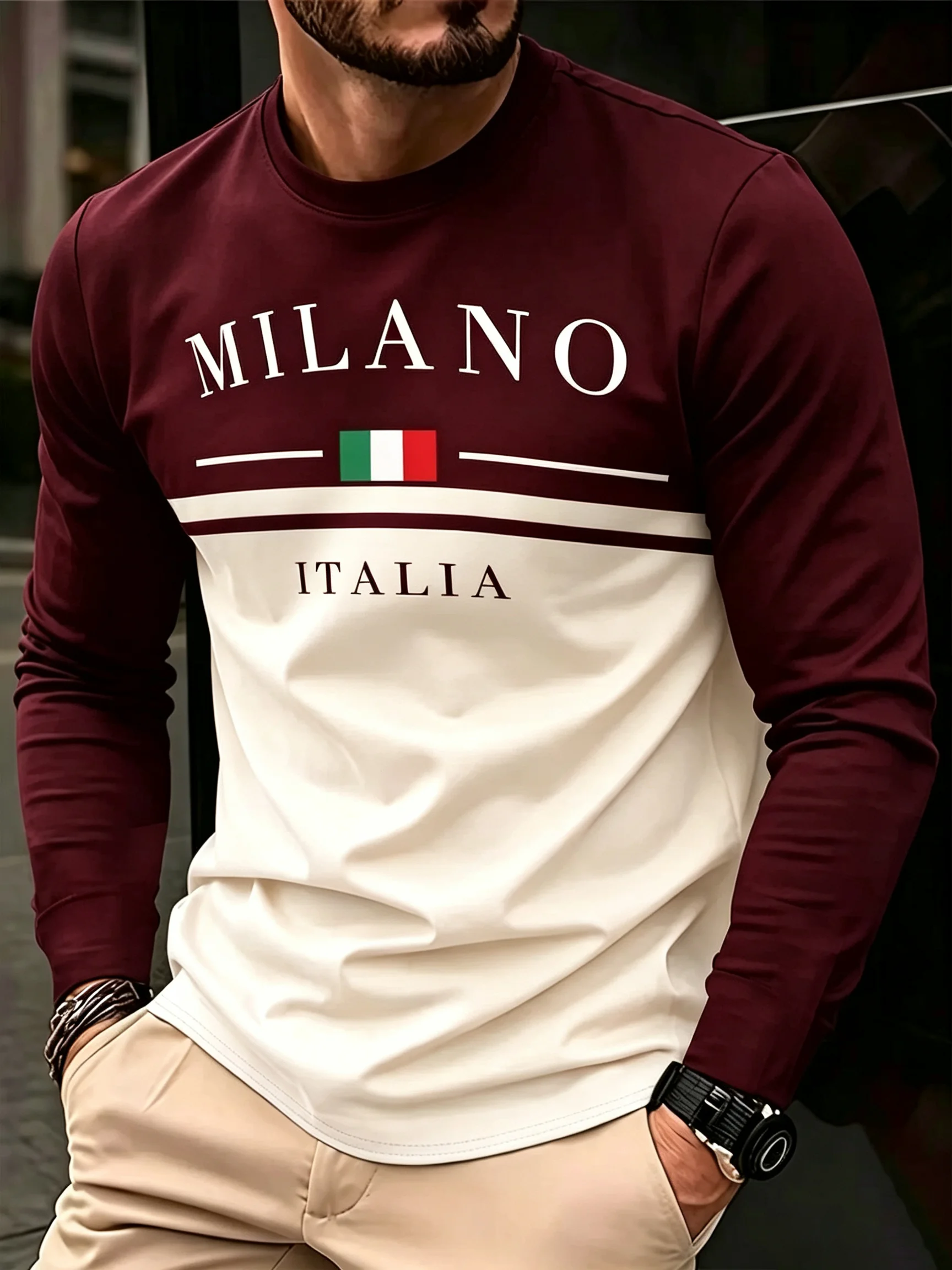 Men's Long Sleeve T-Shirt MILA - Mens Fashion Top ulasan dan harga