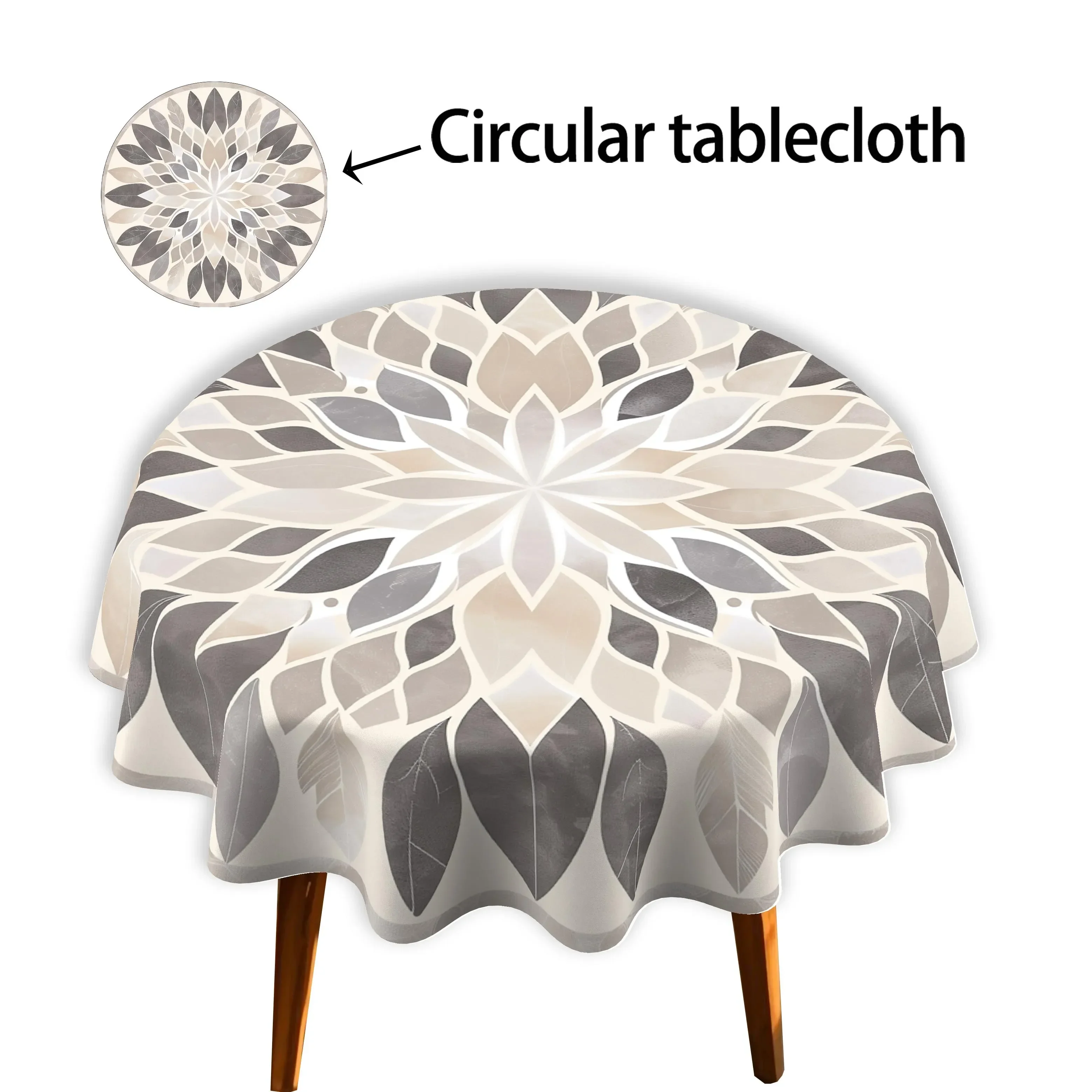 One modern Nordic round tablecloth - with simple geometric patterns and soft tones.zyc