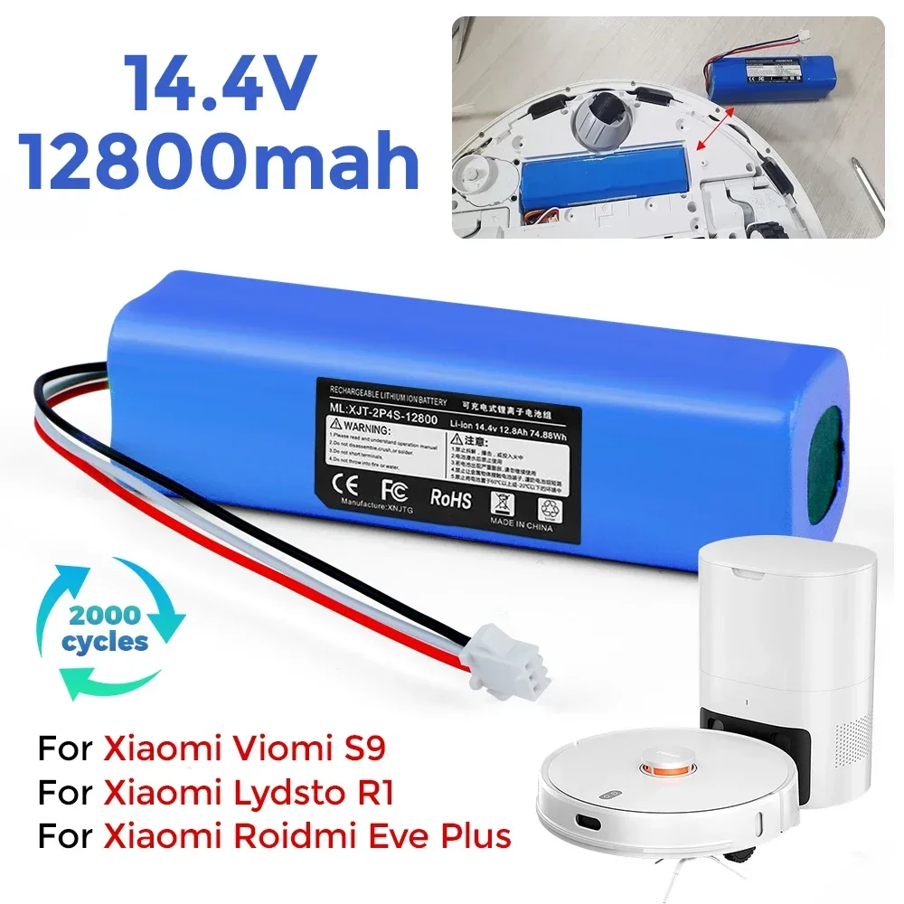 

Replacement For XiaoMi Lydsto R1 Roidmi Eve Plus Viomi S9 Robot Vacuum Cleaner Battery Pack Capacity 12800mAh Accessories Parts