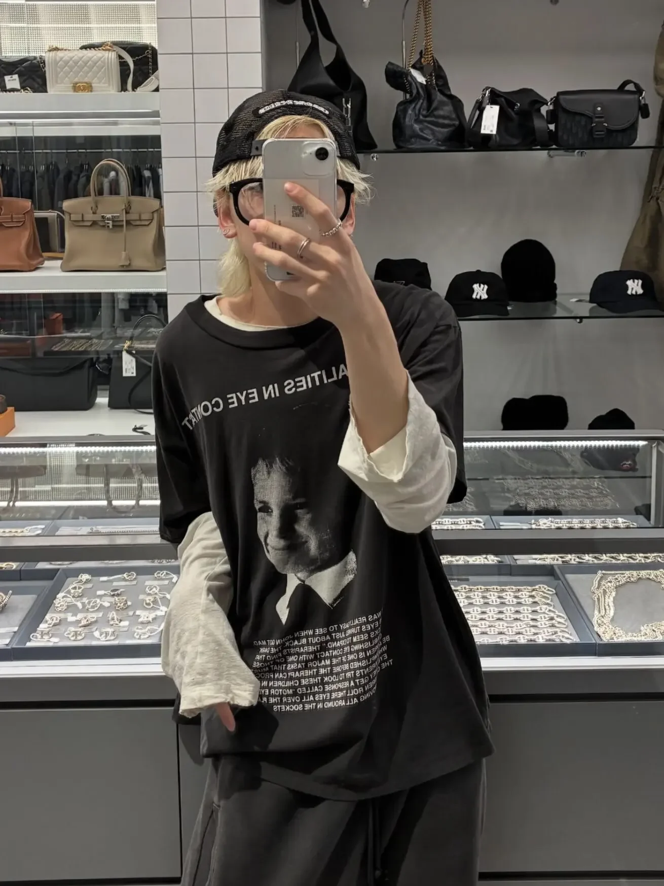 ER/D 26SS Smile Boy Portrait Printed Short Sleeve Washed T-Shirt