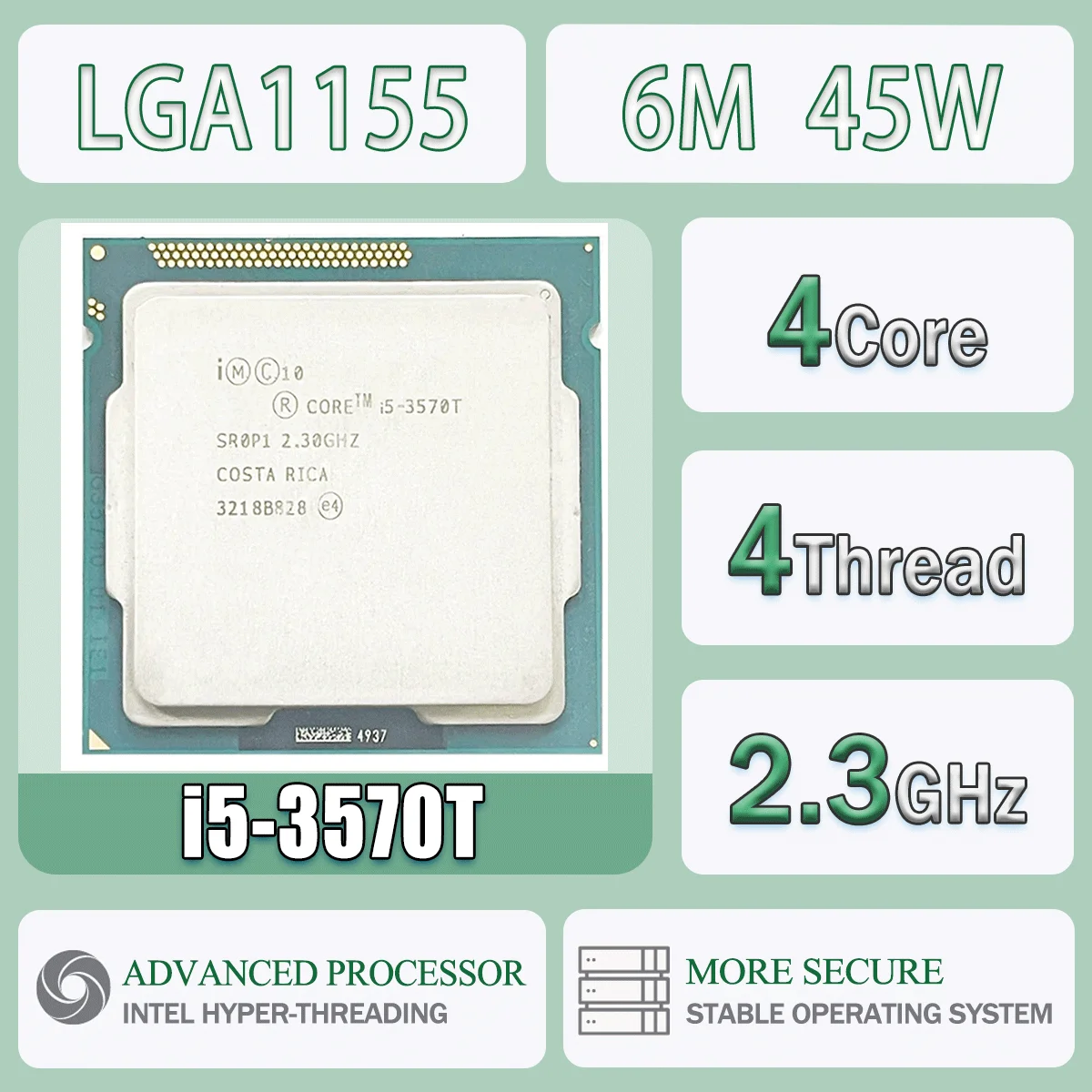 Intel Core I5-3570T 2,3 GHz Quad-Core Quad-Thread 6M 45W Computadora CPU Procesador Servidor I5 3570T Paquete LGA 1155