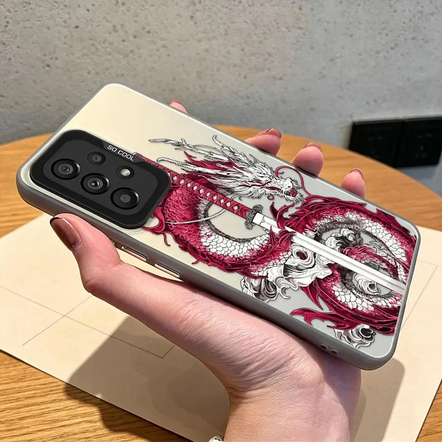 Red Dragon Katana Phone Cover Case for Samsung Galaxy A34 A37 A12 A72 A71 A14 A51 A04 A57 A25 A26 A50 A15 A16 A56 A23 A17 A54