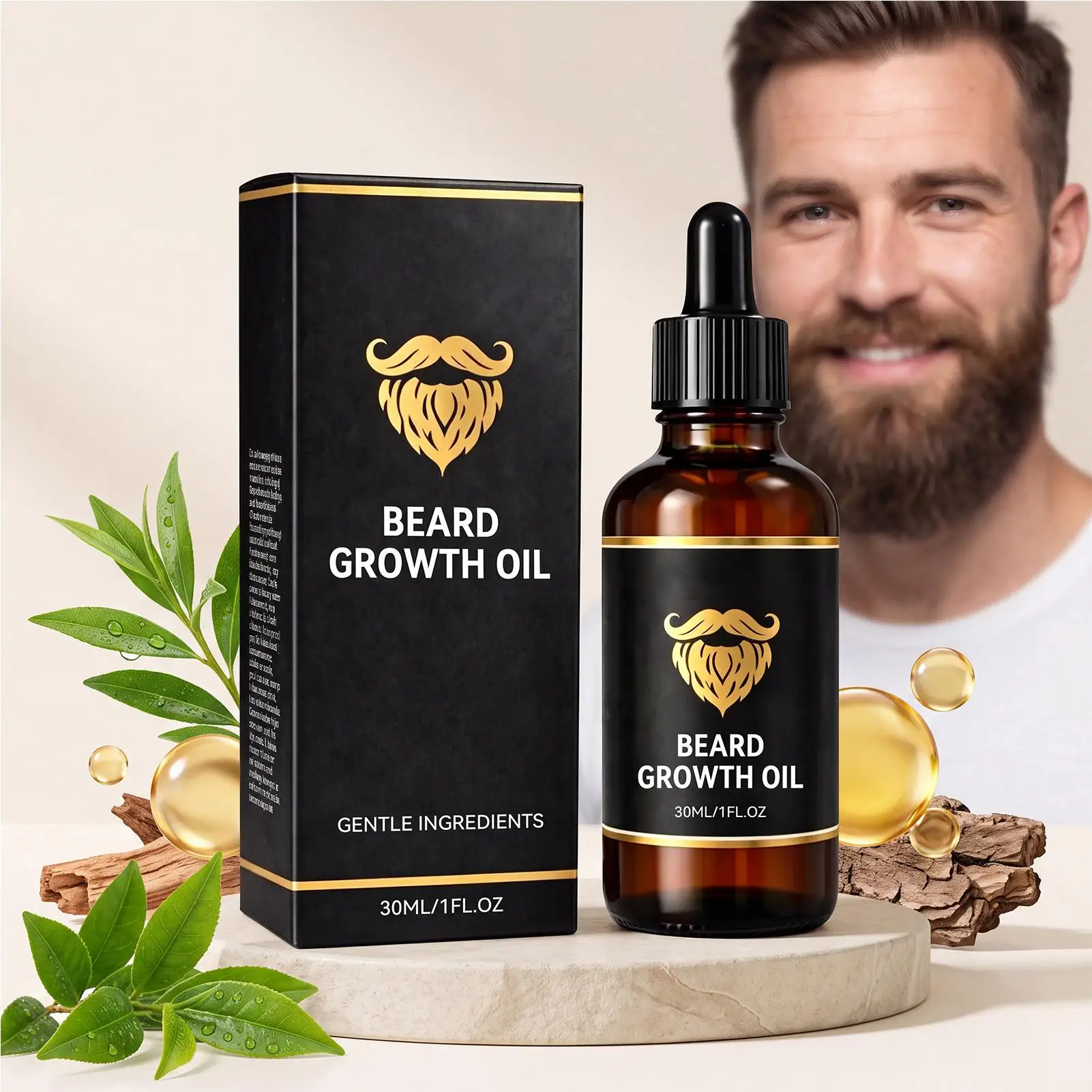 Beard Thicker Oil Trim Care Reduce Loss Strengthen Soften Prevent Frizz Improve Nourish Promote Regrowth Beard Growth Oil 30ml