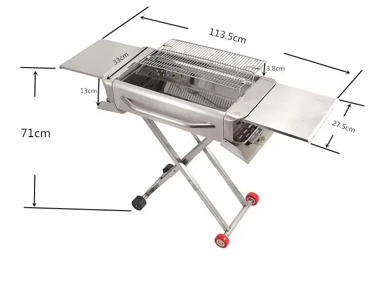 Neues Design, tragbarer Koffer, Outdoor-Camping-Grill, faltbarer Holzkohle-BBQ-Grill aus Edelstahl