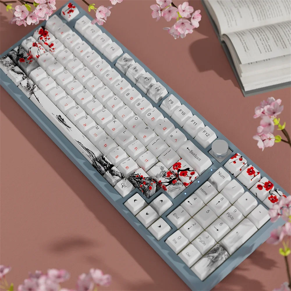 Imagem -05 - Plum Blossom Oem Perfil Pbt Keycaps Customs Dye Sub Key Caps para 61 68 75 Cherry mx Switch Gaming Teclado Mecânico 128 Chaves