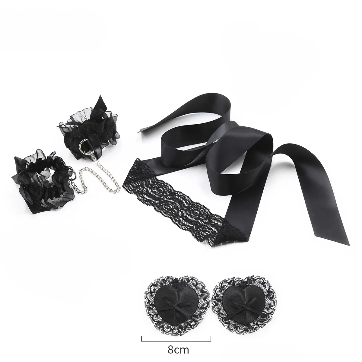 Lace Sex Toy Set Adult Handcuff Bra Pasty Eye Blinder Toy Kit Silk Eye Patch Nipple Covers Hand Restraint BDSM Bondage Gears