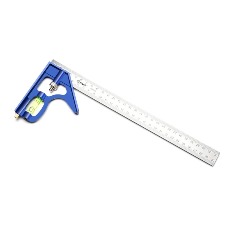 Woodworking Tool Adjustable Combination Try Square Ruler with Level