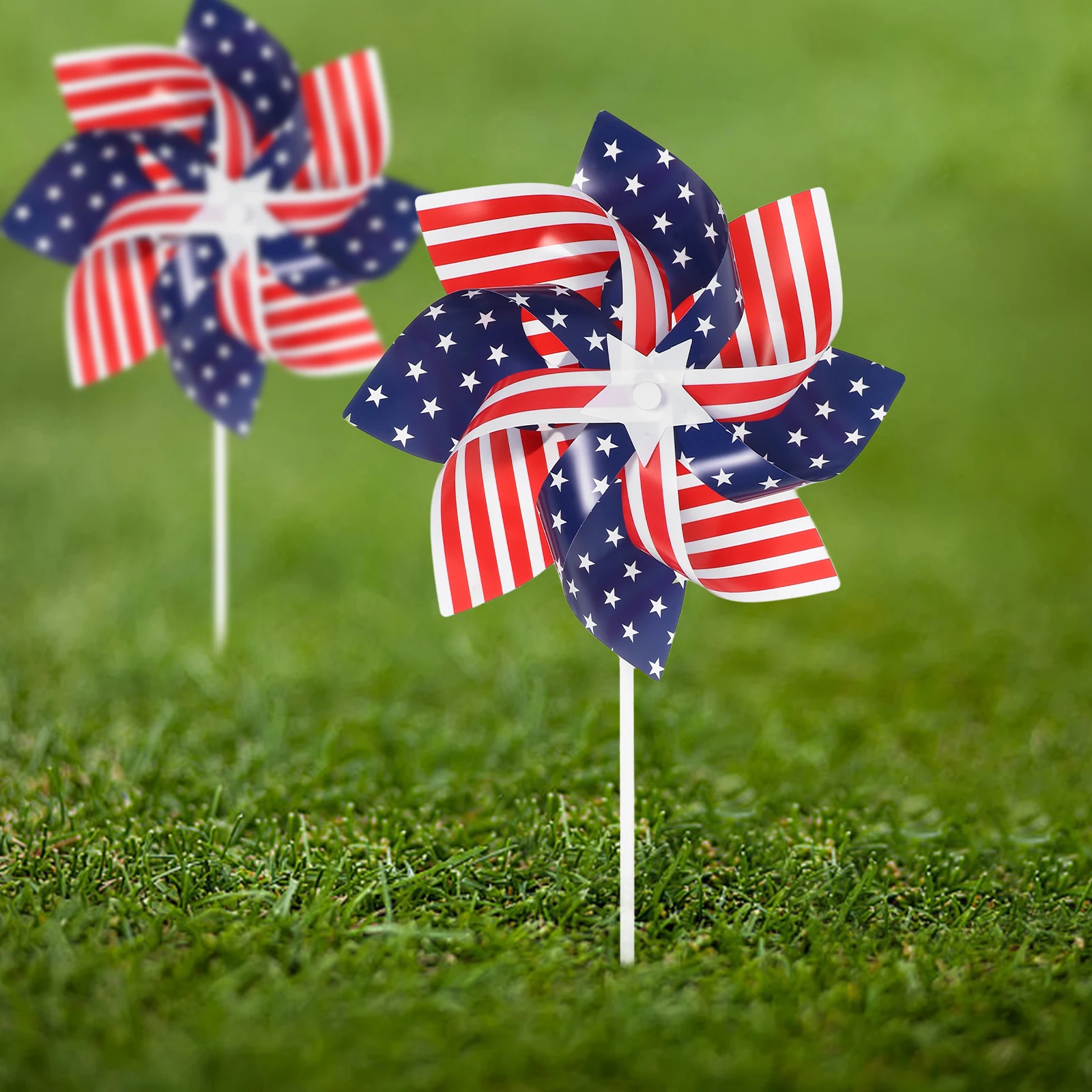 

6pcs Flag Windmill Decor Garden Pinwheels Outdoor Landscape Decoration Party Spinners For Garden Desk Windmill Adornment 4Th Of