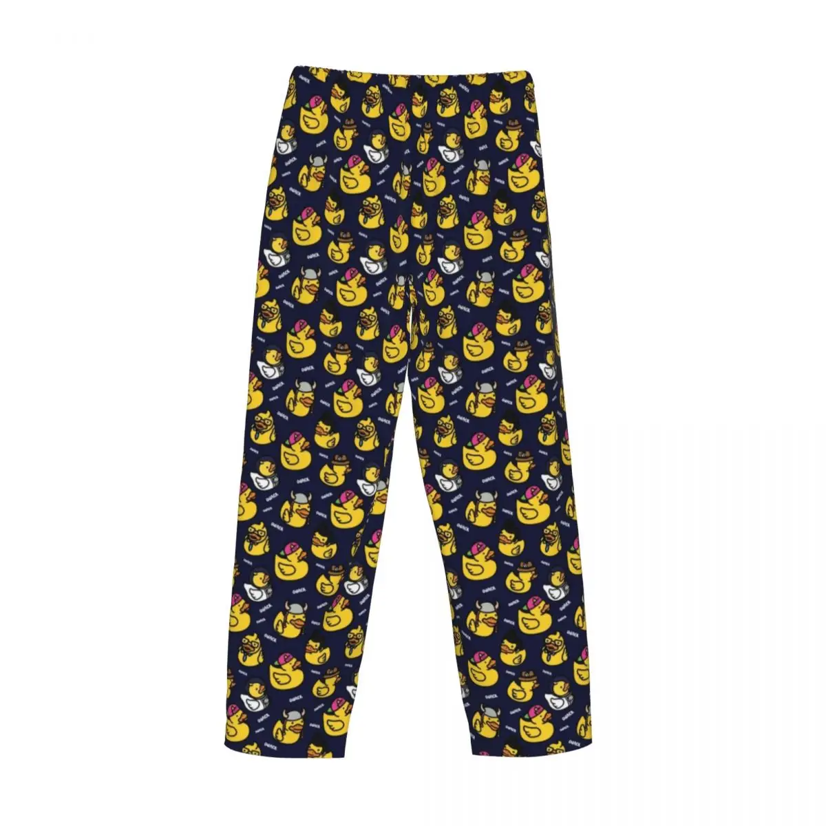 Custom Cartoon Animal Rubber Duck Pajama Pants Men\'s Lounge Sleep Stretch Sleepwear Bottoms with Pockets