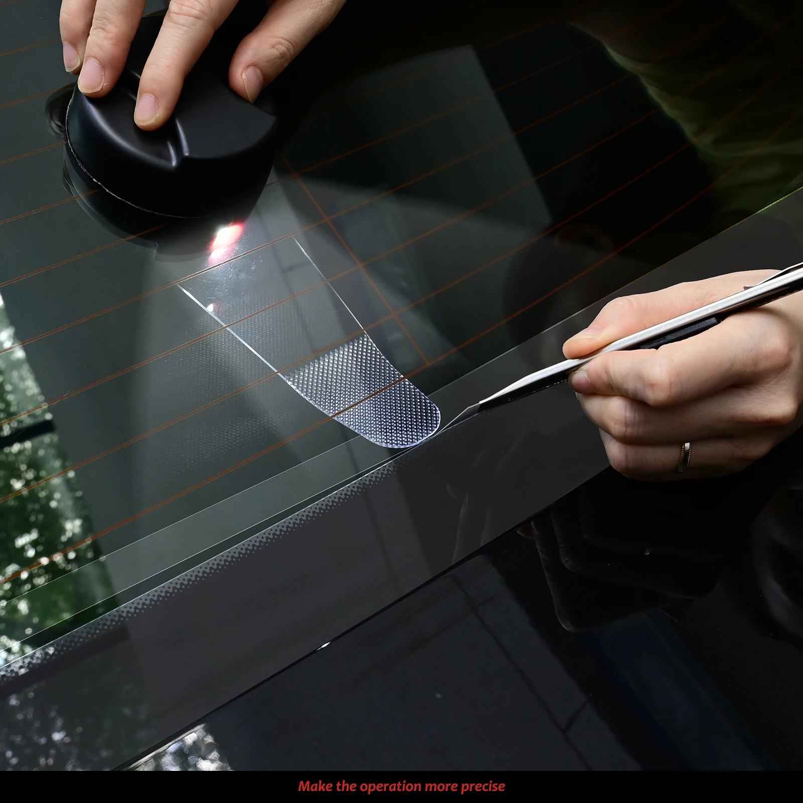 FOSHIO Window Film Pattern Cut Precision Lighting Tool Set With 2pcs Reflectors Magnetic Car Tint Edge-Cutting Light Application