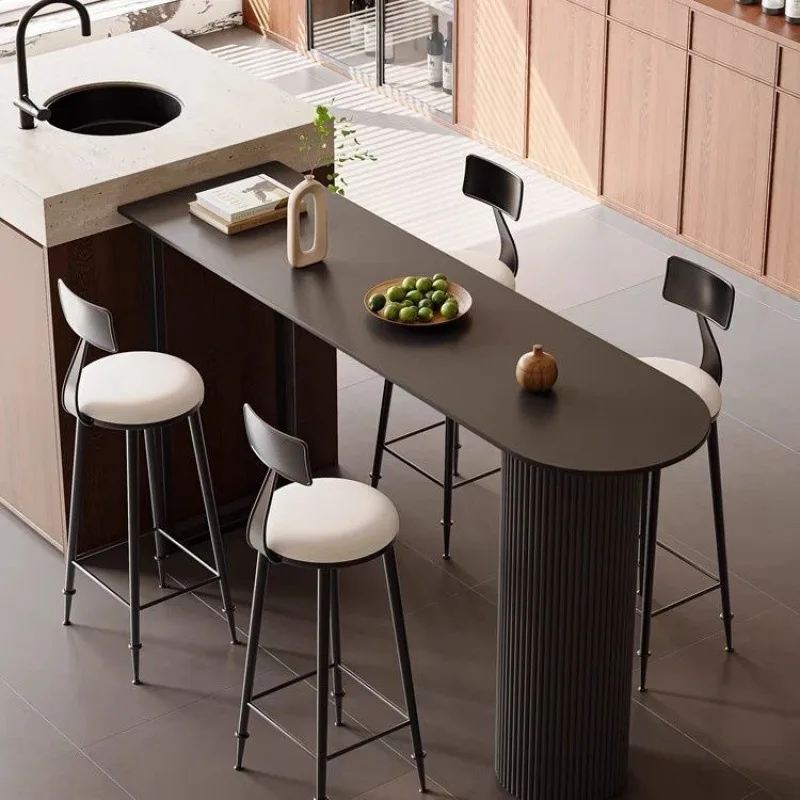 

Light luxury rock slab Household living room Kitchen partition against the wall pass small apartment