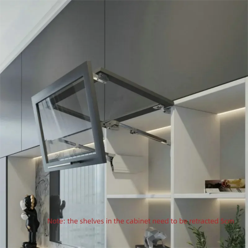 Hydraulic Buffer Cabinet Door Lift-Up Support Rod Adjustable Soft Stop Folding Two Door Linkage Heavy Duty Hardware for Cabinets