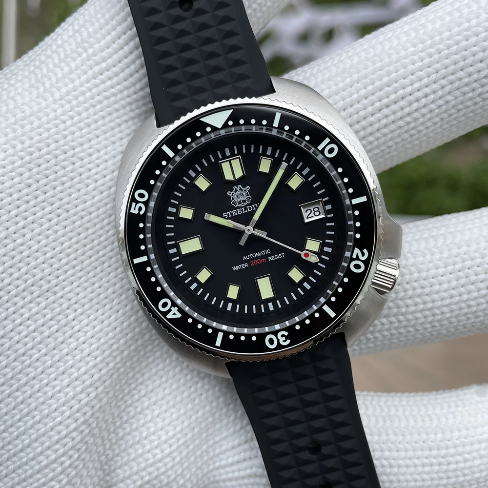 SD1970 marca STEELDIVE 44MM cristal de zafiro con revestimiento AR transparente bisel Cermaic movimiento NH35 reloj de buceo automático tortuga