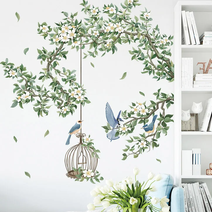 living room 3d green tree wall sticker home decoration removable bedroom wall art mural sticker view 3