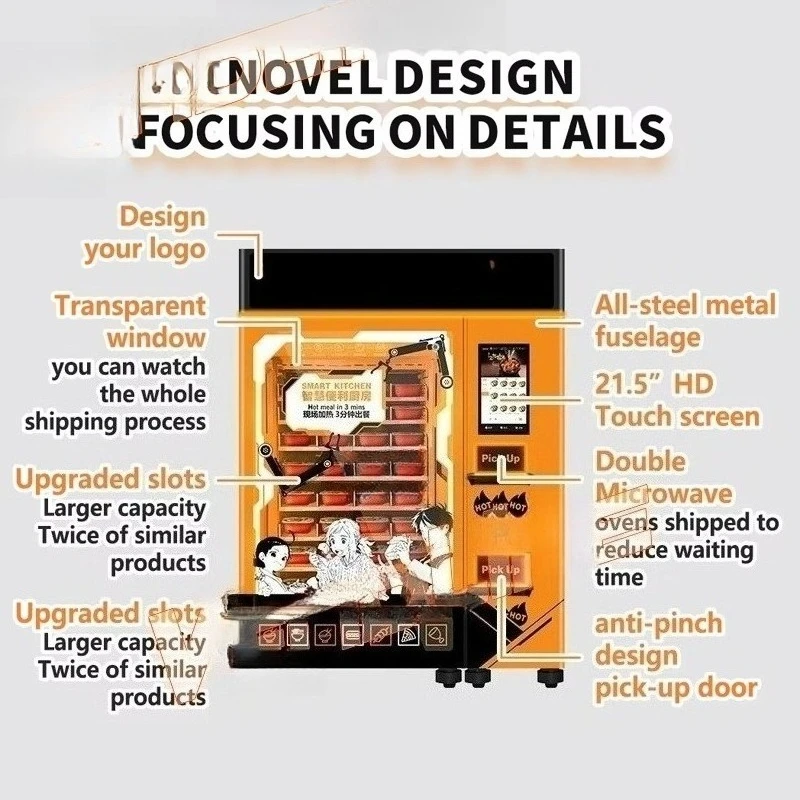 Máquina Expendedora de Pizza, Pan y Comida Caliente de Autoservicio, Totalmente Automatizada, con Pantalla Táctil Inteligente, Personalizable y Profesional, Disponible las 24 Horas