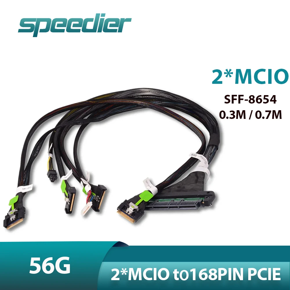 

Dual MCIO To 168PIN PCIE Female Extension Cable 2x MCIO To 168p 2A11DMO SC17B44876 Adapter Cord 56G 4P Power Supply 0.3m 0.7m