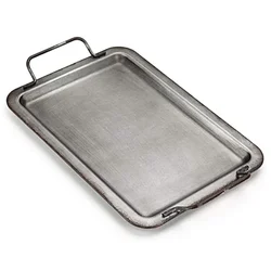 European Retro Square Iron Plate with Handles Metal Vintage Bread Tray Home Decoration Garden Restaurant Table Photographing
