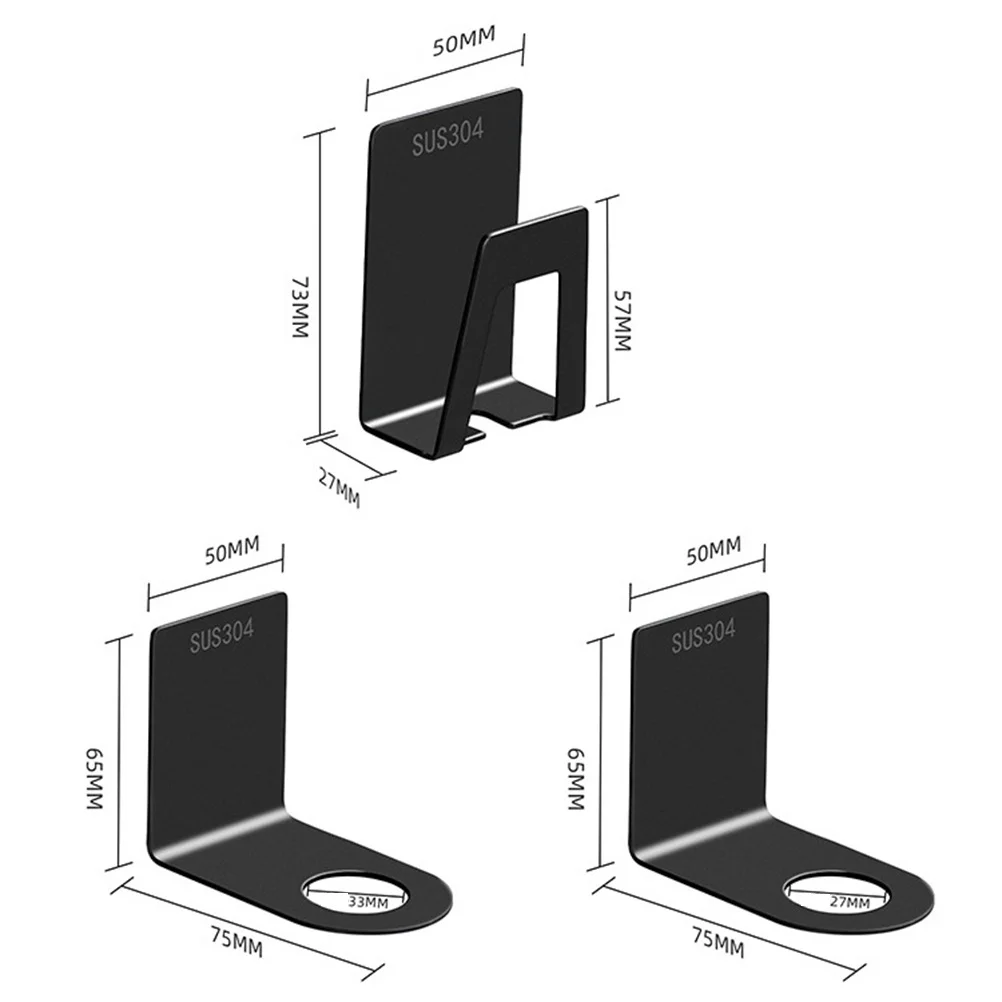 

Stainless Steel Toothbrush Cup Holder Wall Suction Type Hanging Rack Simple Design Space Saving Bathroom Organizer Black