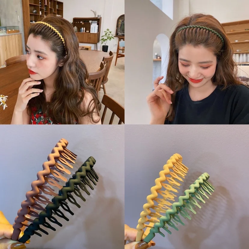 Korea Fashion Long Toothed Hairbands For Women Non Slip Hair Combs Solid Color Geometric Bezel Femme Hair Accessories Girls 2022