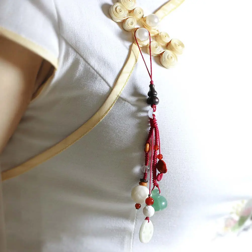 Chinese Style Bodhi Lotus Hanging Pendant Lightweight Easy Attach Detach for Clothes Bag Backpack Mobile Phone Chain Decor Gift