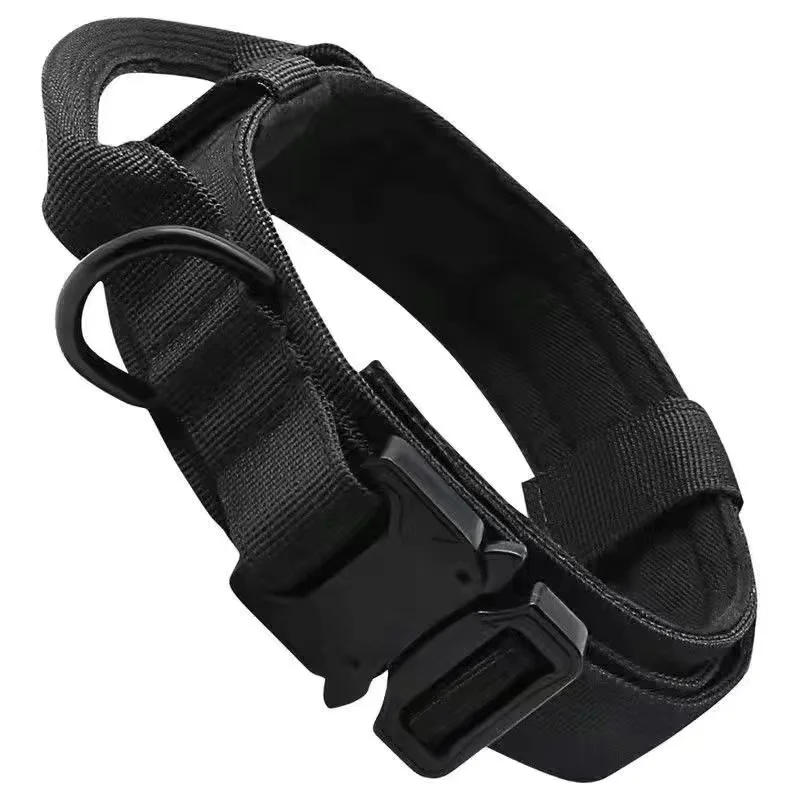 Tactical Pet Collar  Dog Collar Adjustable Collar for Medium and Large Working Dogs Metal Buckle Control Handle